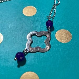 BNWT Sterling Silver chain with Clover pendant and purple beads
